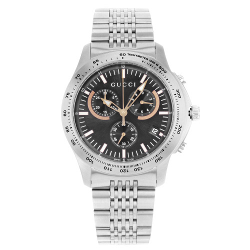 Gucci 7700 Series Steel Black Dial Quartz Mens Watch YA077310