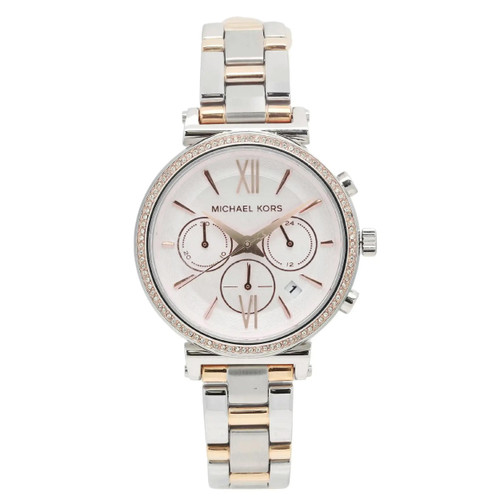 Front Full View Of Michael Kors MK6558 Stainless Steel Watch Display Model Condition {Product Condition}