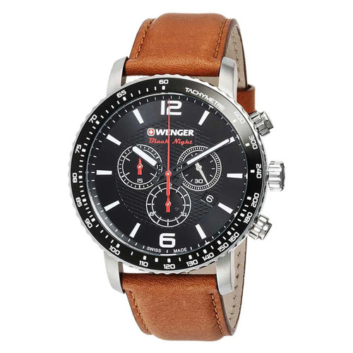 Up Close Front Facing Picture Of Wenger 01.1843.104 Stainless Steel Watch New With Defects Condition