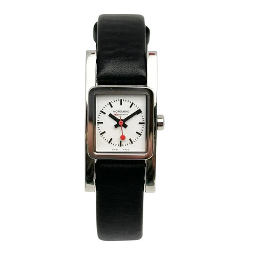 Front Full View Of Mondaine A666.30325.11SBB Stainless Steel Watch Pre Owned Condition {Product Condition}
