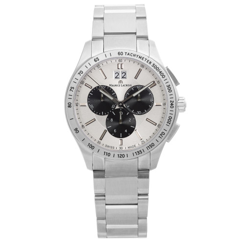 Front Full View Of Maurice Lacroix MI1028-SS002-130 Stainless Steel Watch Unworn Condition Excellent