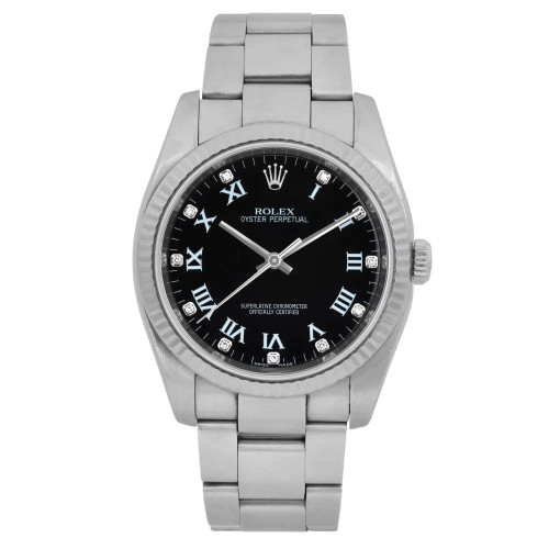 Front Full View Of Rolex 116034 Stainless Steel Watch Pre Owned Condition Good