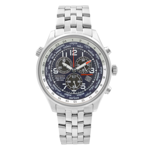 Front Full View Of Citizen AT0361-57L Stainless Steel Watch Pre Owned Condition Excellent