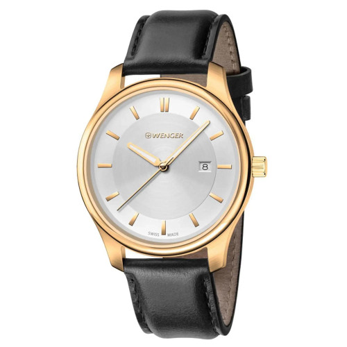 Front Full View Of Wenger 01.1421.101 Stainless Steel Watch Display Model Condition Excellent
