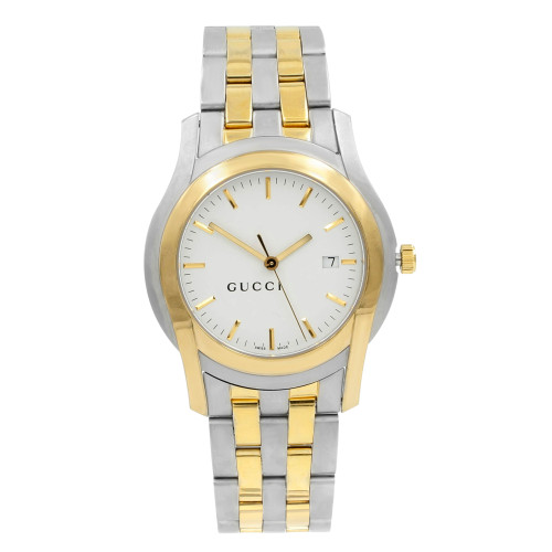 Gucci 5500 XL Two-Tone Steel 38mm Date White Dial Quartz Unisex