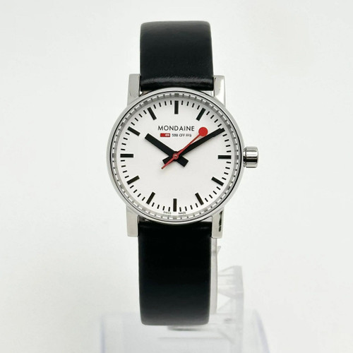 Front Full View Of Mondaine  MSE.30110.LB Stainless Steel Watch Display Model Condition {Product Condition}
