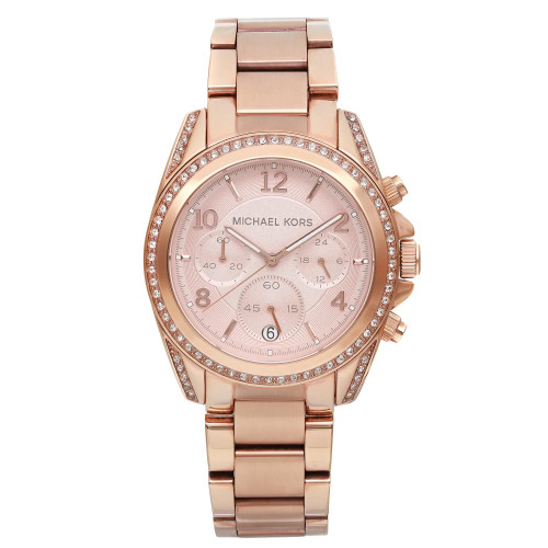 Front Full View Of Michael Kors MK5863 Stainless Steel Watch Pre Owned Condition Good
