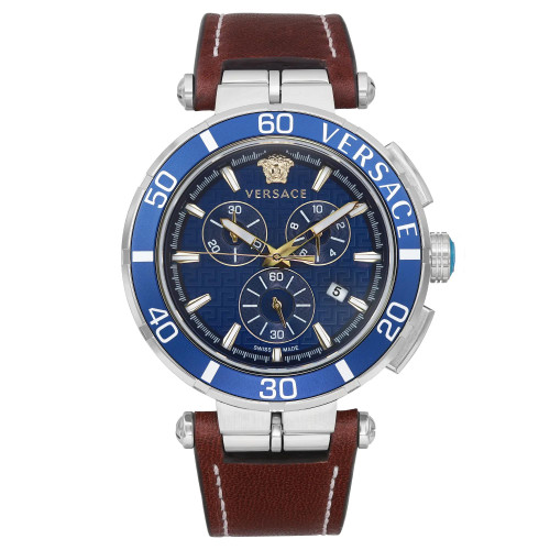 Front Full View Of Versace VE3L00122 Stainless Steel Watch Unworn Condition Excellent