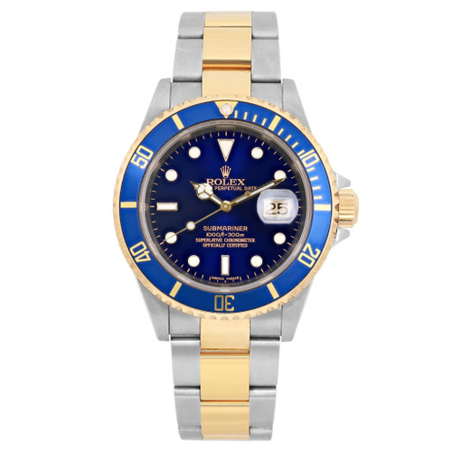 Front Full View Of Rolex 16613 Stainless Steel Watch Pre Owned Condition Good