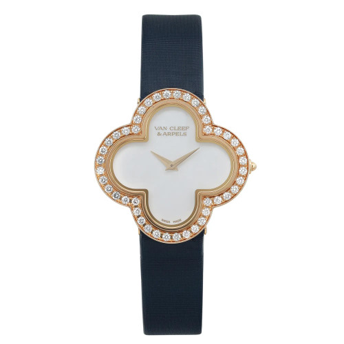 Front Full View Of Van Cleef & Arpels VCARF52800 Gold 18kt Watch Display Model Condition Excellent