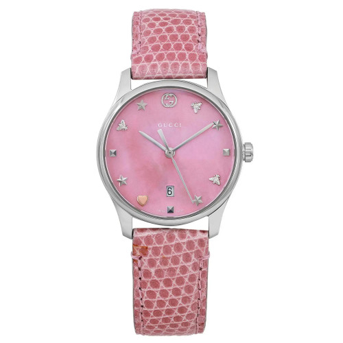 Gucci G-Timeless 27mm Steel Pink Dial Quartz Ladies Watch YA126578