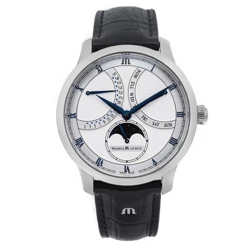 Front Full View Of Maurice Lacroix MP6608-SS001-110-1 Stainless Steel Watch Pre Owned Condition Fair