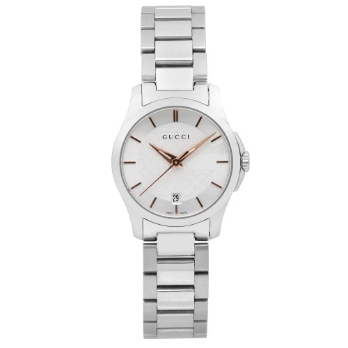 Front Full View Of Gucci YA126523 Stainless Steel Watch Pre Owned Condition Good