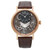 An image of a pre-owned Breguet men's wristwatch in excellent condition, captured from a front full frontal view. The luxury timepiece features a round gray dial and rose gold bezel, complemented by a brown leather band. The case is crafted from rose gold, and the watch includes a power reserve indicator. The design is sleek and sophisticated, emphasizing the watch’s elegance and craftsmanship.