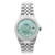 An image of a Wristwatch by Rolex. This Pre Owned item is designed for Men, featuring a Dress/Formal,Luxury style. It has a Mechanical (Automatic) movement and an Analog display with a Teal dial color. The indices include 12-Hour Dial,Non-Numeric Hour Marks. The band is made of Stainless Steel and the case is made of Stainless Steel. The watch has a Round shape with a case size of 36 mm and a case thickness of 12 mm.