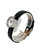 An image of a Wristwatch by Mondaine. This Display Model item is designed for Women, featuring a Casual style. It has a Quartz movement and an Analog display with a White dial color. The indices include 12-Hour Dial,Non-Numeric Hour Marks,Stick Indexes. The band is made of Leather and the case is made of Stainless Steel. The watch has a Round shape with a case size of 22 mm and a case thickness of 10 mm.