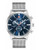 An image of a Wristwatch by Swiss Military Hanowa. This Display Model item is designed for Men, featuring a Dress/Formal style. It has a Quartz movement and an Analog display with a Blue dial color. The indices include 12-Hour Dial,Seconds Hand,Stick Indexes. The band is made of Stainless Steel and the case is made of Stainless Steel. The watch has a Round shape with a case size of 44 mm and a case thickness of 11 mm.