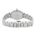 An image of an unworn Raymond Weil women's wristwatch, showcased in a back view with a close clasp. The watch has a round shape with a stainless steel band and case. The rear of the watch case displays the engraved brand logo and mentions "Sapphire Crystal" and "Swiss Made." The image is a close-up, highlighting the details of the watch's back and the stainless steel bracelet links. The watch is positioned straight, with the top of the watch facing upwards and the clasp visible in the lower part of the image.