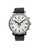 An image of a Wristwatch by Mondaine. This Display Model item is designed for Men, featuring a Classic,Dress/Formal style. It has a Quartz movement and an Analog display with a Black dial color. The indices include 12-Hour Dial,Non-Numeric Hour Marks,Stick Indexes. The band is made of Leather and the case is made of Stainless Steel. The watch has a Round shape with a case size of 40 mm and a case thickness of 11 mm.