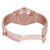 Back View Of Solid Back Case And Open Rose Gold Band Of Rolex 128235-0041 Watch Unworn Condition