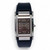 An image of a pre-owned Patek Philippe Twenty-4 18K White Gold Diamond Gray Dial Watch 4920G women's wristwatch taken from a straight-on angle, showcasing the rectangular face. The watch features a gray dial with Roman numerals and diamond hour markers, framed by a series of diamonds along the bezel. The timepiece has a black strap and is positioned centrally against a plain white background, capturing the intricate details from a close distance.