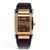 An image of a pre-owned women's Patek Philippe twenty-4 18K Rose Gold Diamond Chocolate Dial Ladies Watch 4920R wristwatch captured from a front-facing angle. The watch features a rectangular face with a chocolate dial, Roman numerals at the 12 and 6 positions, and diamond hour markers. The case is bordered with a double row of sparkling diamonds, and the watch is fitted with a dark leather strap. The image is taken at a close distance, highlighting the luxurious details and craftsmanship.