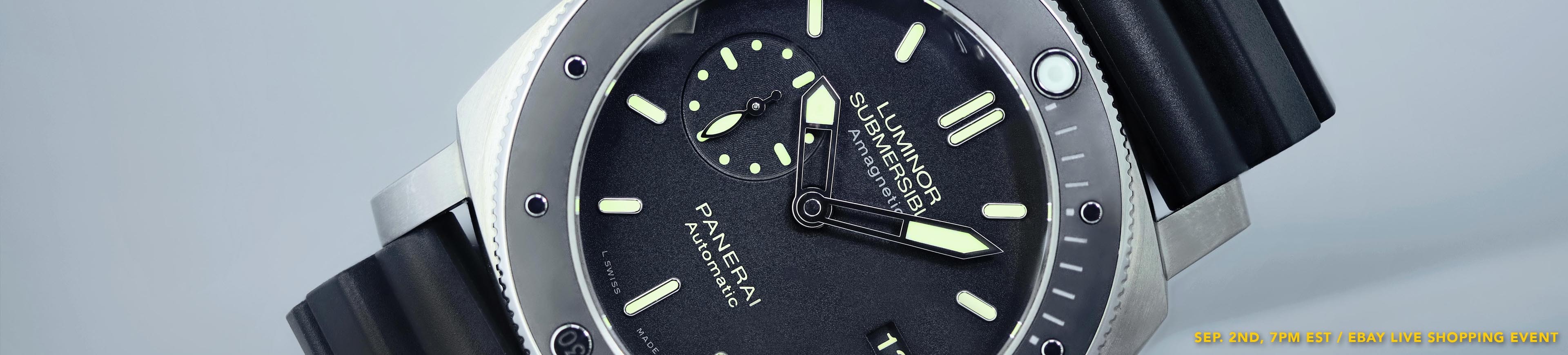 An image of a Panerai watch on ists side