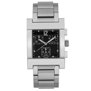 Gucci 7700 Series Steel Black Dial Quartz Mens Watch YA077310