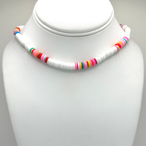 White & Rainbow Polymer Necklace