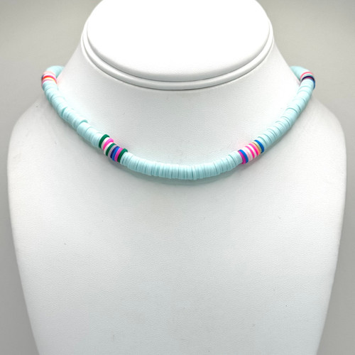 Polymer Light-blue Rainbow Necklace