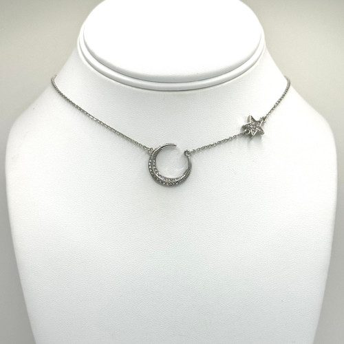 Silver Moon & Star Necklace