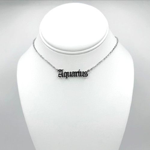 Silver Zodiac Aquarius Necklace