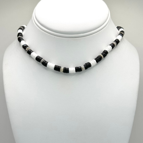 Shell & Black with White Puka Necklace