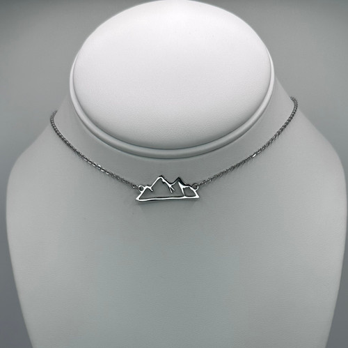 Small Mountain Outline on Silver Chain Necklace