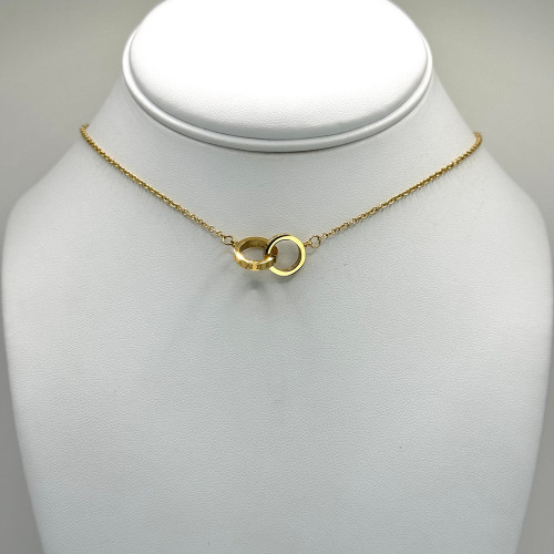 Gold Double Ring Roman Numeral Necklace