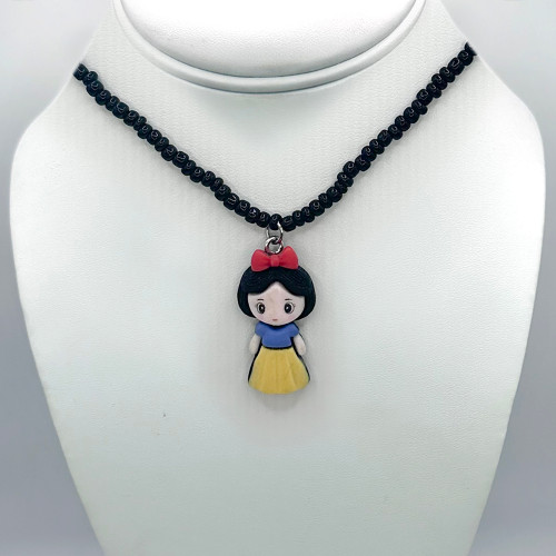 Snow White with Black Beaded Chain