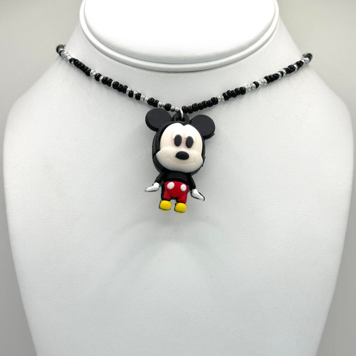 Mickey Pendant with Beaded Chain