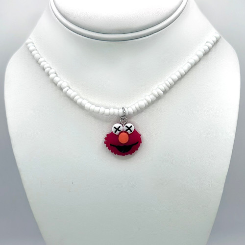 Elmo Necklace with Black Beaded Chain