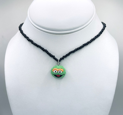 Grouch Resin Pendant with Beaded Chain