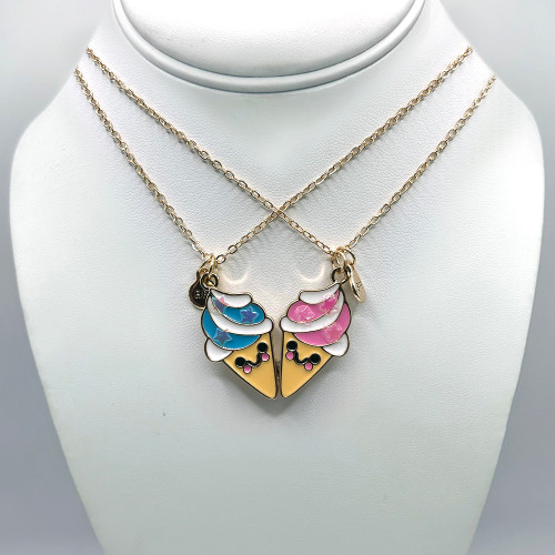 Rainbow Ice Cream Necklace Magnetic with gold chain
