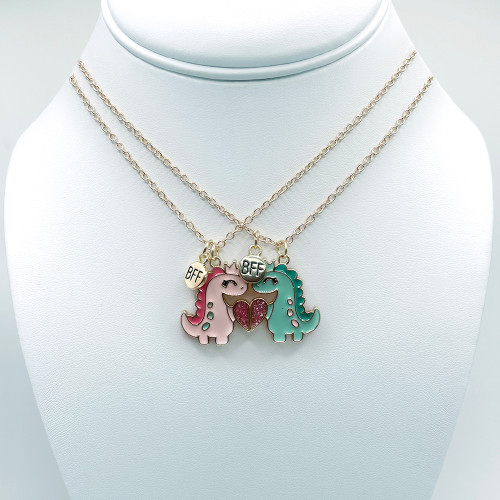 Dragon Pink and Green Princess Magnetic BFF Necklace