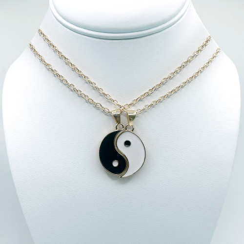 Black and White Yin and Yang Magnetic BFF Necklace