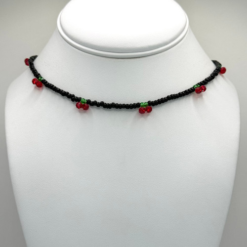 Black Continuous Cherries Necklace