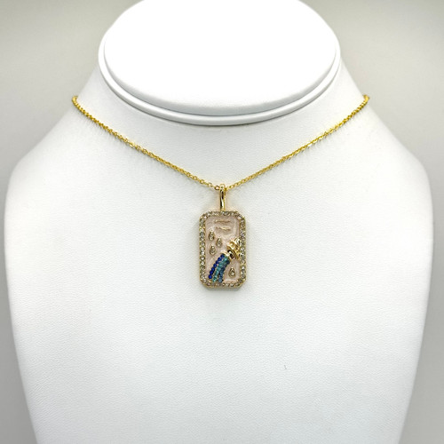 Aquarius Mother of pearl Crystal Gold Necklace