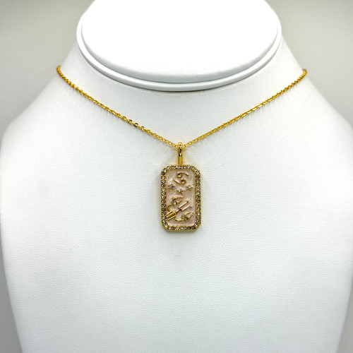 Cancer Mother of Pearl Crystal Gold Necklace