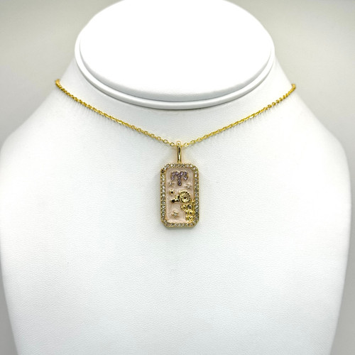 Aries Mother of Pearl Crystal Gold Necklace