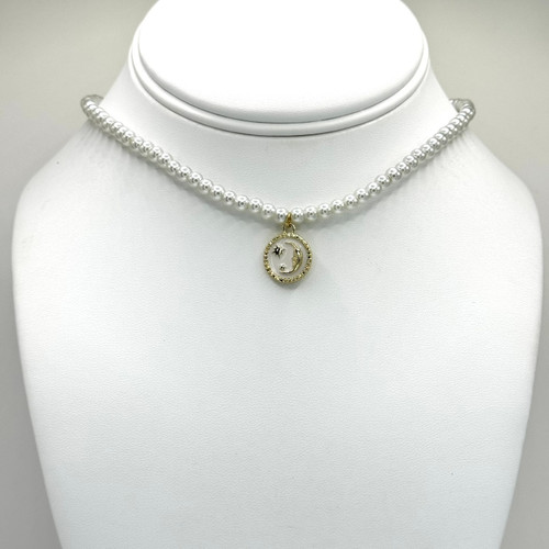 Gold Pearly Moon Necklace