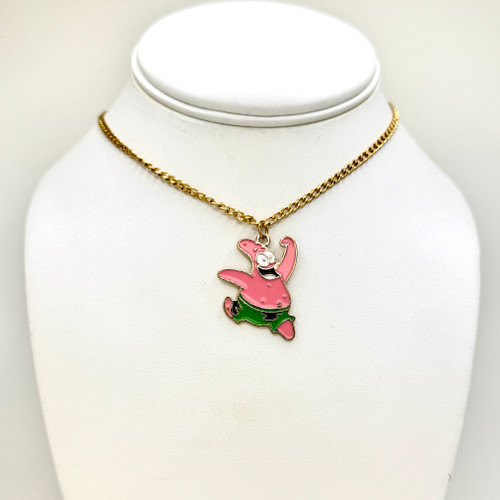 Patrick Enamel Pendant on Cuban Gold Chain