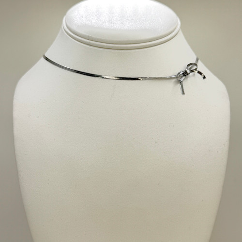 Silver Herringbone Bow Necklace