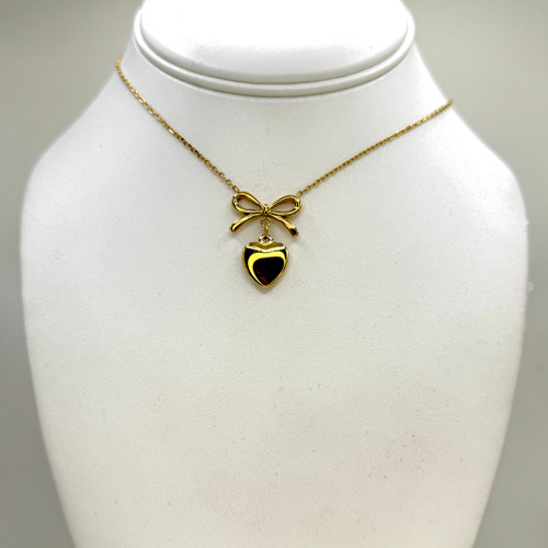 Gold Dangling Heart Necklace